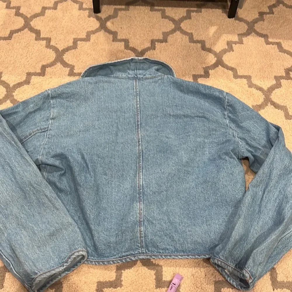 ellen ashley cropped denim jacket size M made in USA 100% cotton EUC one button